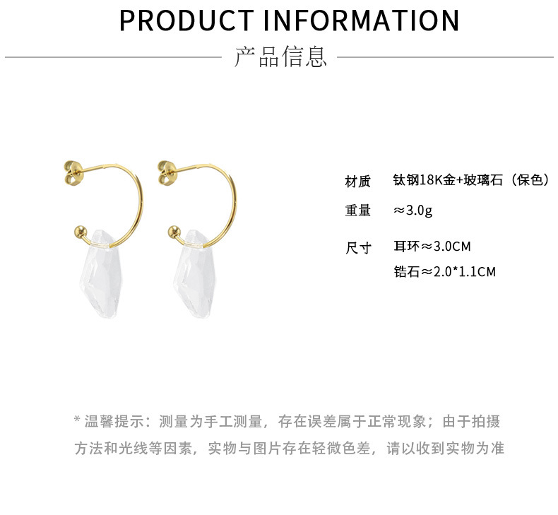 Simple Temperament Personality Geometric Shape Titanium Steel Plated 18k Gold Earrings display picture 1