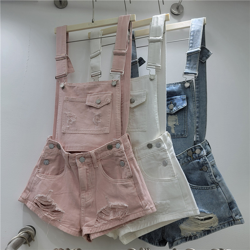 Pantalones Cortos de Mezclilla con Tirantes Desmontables para Mujer Corte A