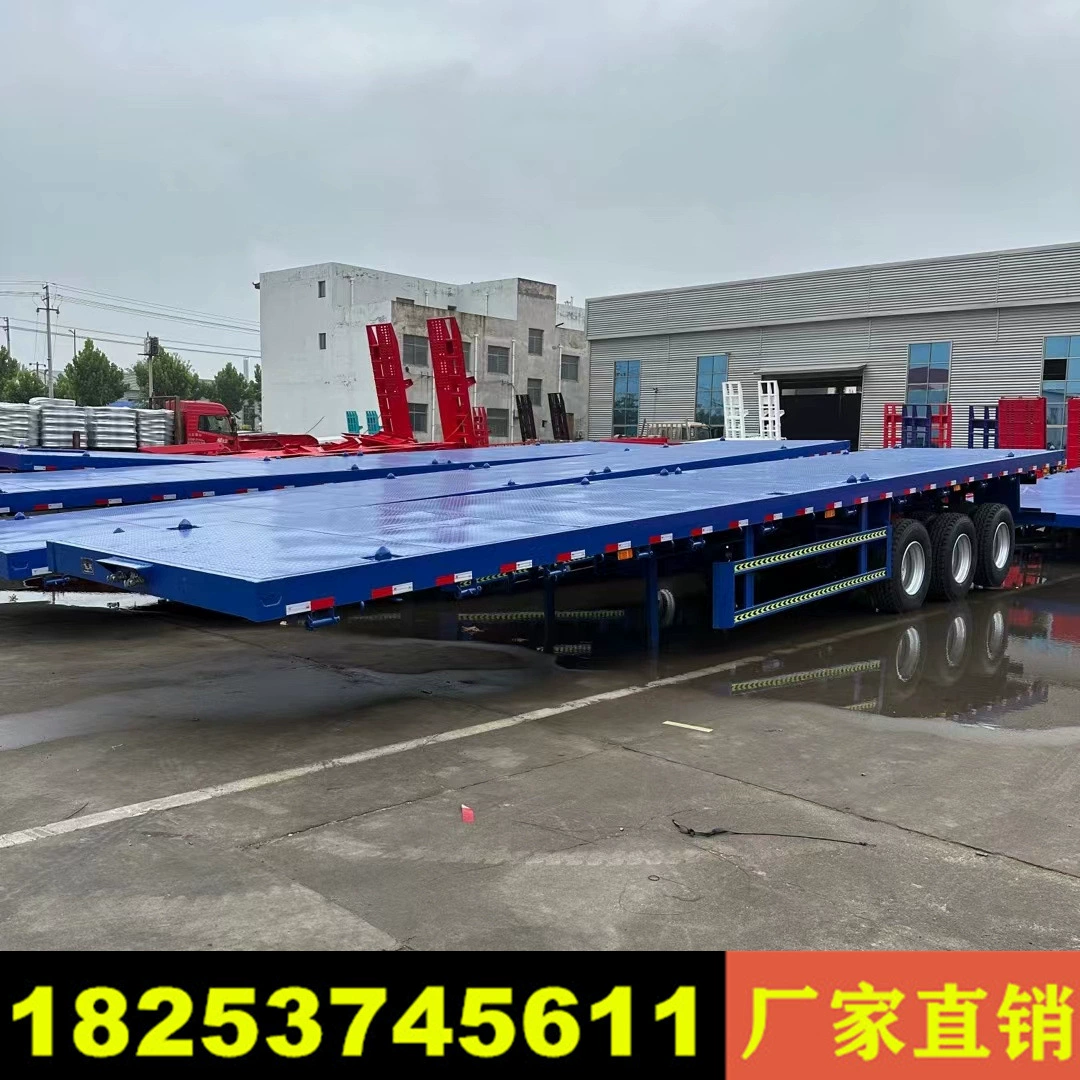 Поставка 40-футового экспортного контейнерного плоскодонного полуприцепа, большого пластинообразного полуприцепа, плоскодонного транспортного средства.