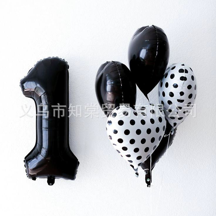 Новая минималистская черно-белая точка любви воздушный шар 32-дюймовый черный цифровой алюминиевый пленочный воздушный шар набор украшения на день рождения