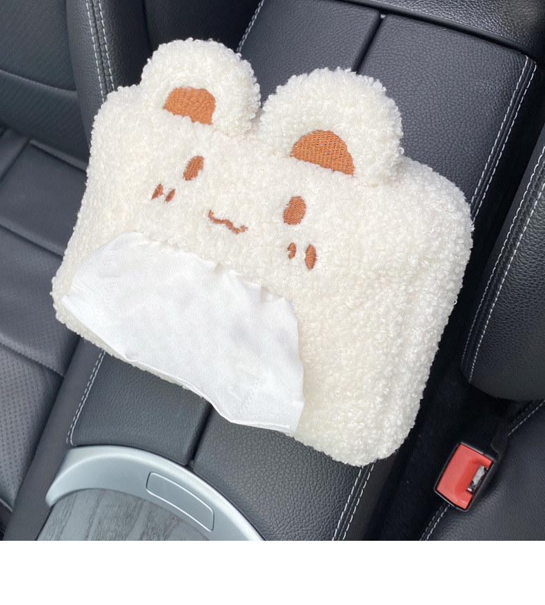 Car Tissue Box Hanging Armrest Box Sun Visor Advanced Sense Cute Lamb Creative Car Paper Box Tissue Bag