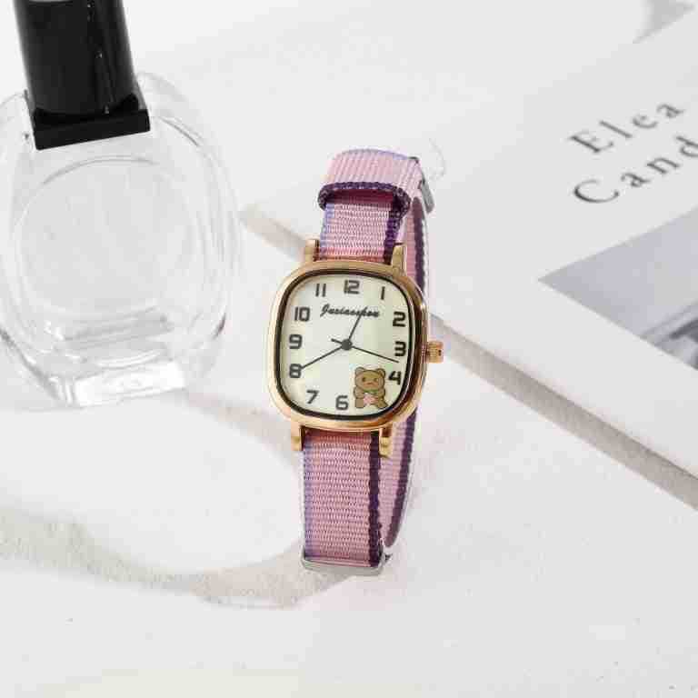 Women's Quartz Watch With Cute Bear Canvas Strap For Students_voghion.com