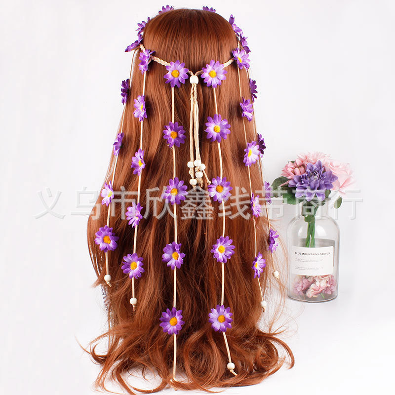 Banda para el cabello tocado guirnalda flor girasol Daisy diadema bohemio Anillo para el cabello Área escénica fabricantes de accesorios para el cabello suministro ahora