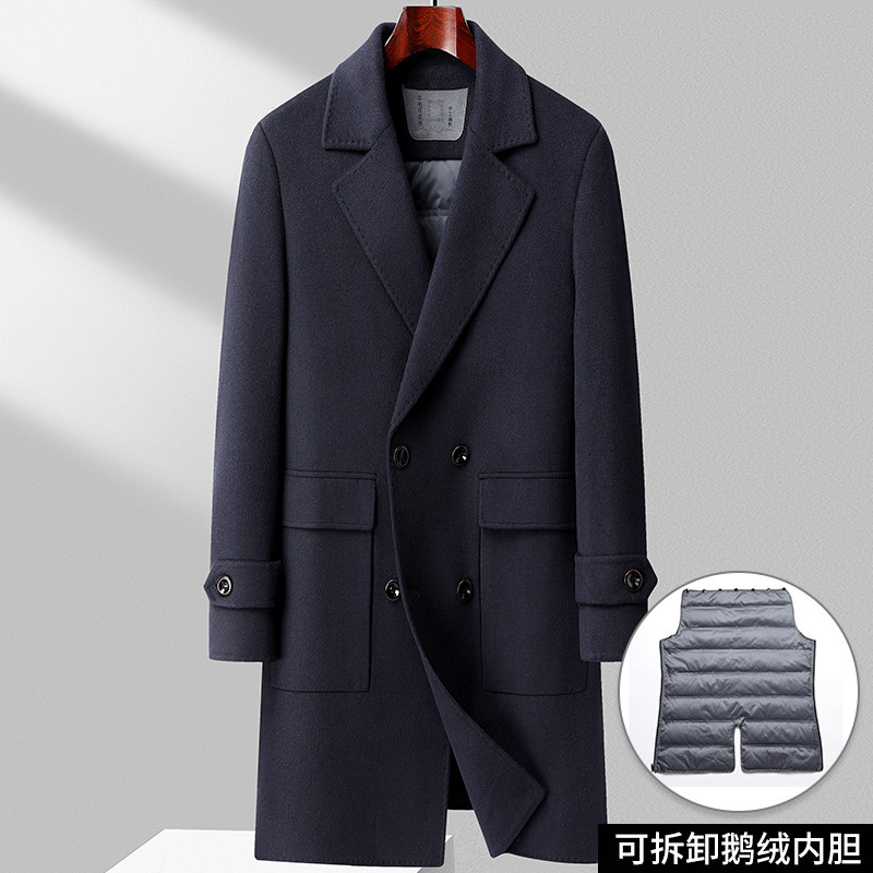2023 겨울 새 남성용 따뜻한 양모 양면 롱 코트 캐주얼 울 코트 SW823698
