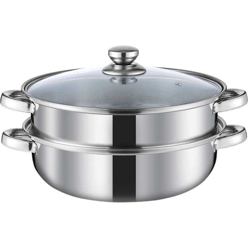 Source Factory 28cm Thickeneded Soup Steamer Stainless Steel Steamer Double Layer Three Layer Multi-Purpose Combination Lid Soup Pot Gift Pot