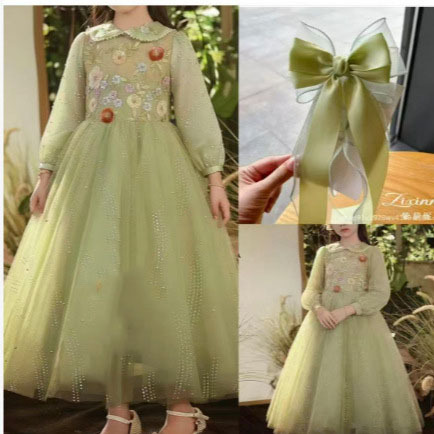 Children's Light Luxury Princess Tutu Girl's Host Piano Runway Show Performance Dress, Flower Girl Dress_voghion.com