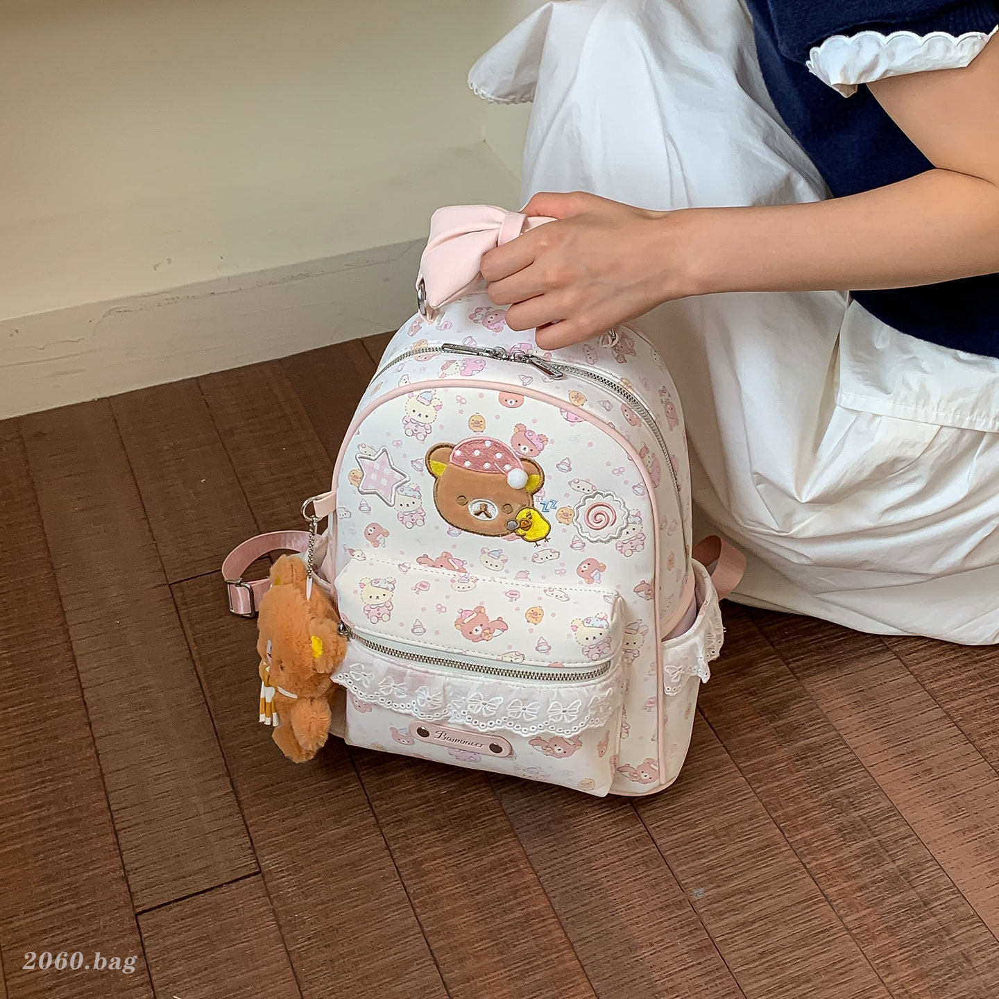 2026 mochila de dibujos animados arco mochila de chicas chicas lindas nuevas dulces osos de hombros estudiantes clase de viaje