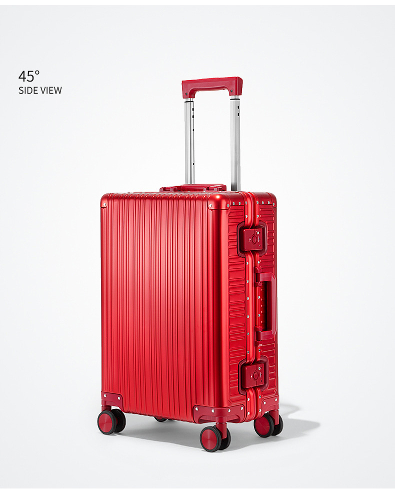 Vali du lịch 20 inch hợp kim nhôm-magiê khung nhôm chống xước cao cấp — Xanh lam đậm, Màu đen, Súng kim loại, Màu bạc chi tiết 17