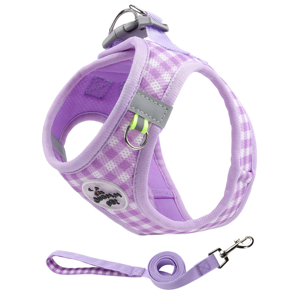 Arnés nuevo para gatos con un moderno diseño a cuadros, arnés antiescape para mascotas, arnés universal para gatos y perros.