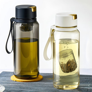 Plastic Cup One-key Magnetic Bomb Portable Tea Cup Tea Separation Cup Large Capacity Sports Kettle with Lanyard