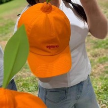 新款丑橘带叶子帽刺绣字母棒球帽女春夏显脸小宽檐搞怪橘子鸭舌帽