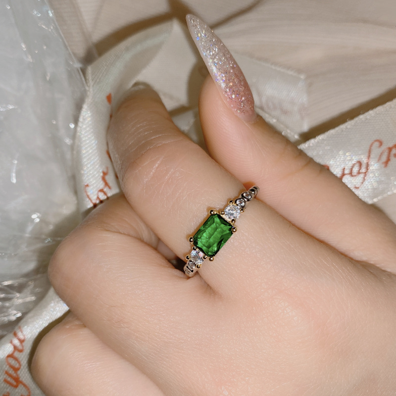 Daily Occasion Copper Material Fashion Geometric Copper Inlay Artificial Gemstones Rings