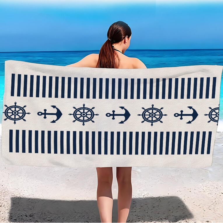 Printed Beach Towel, Bath Towel, Printed Microfiber Bath Towel, Thickened Towel, Super Absorbent
