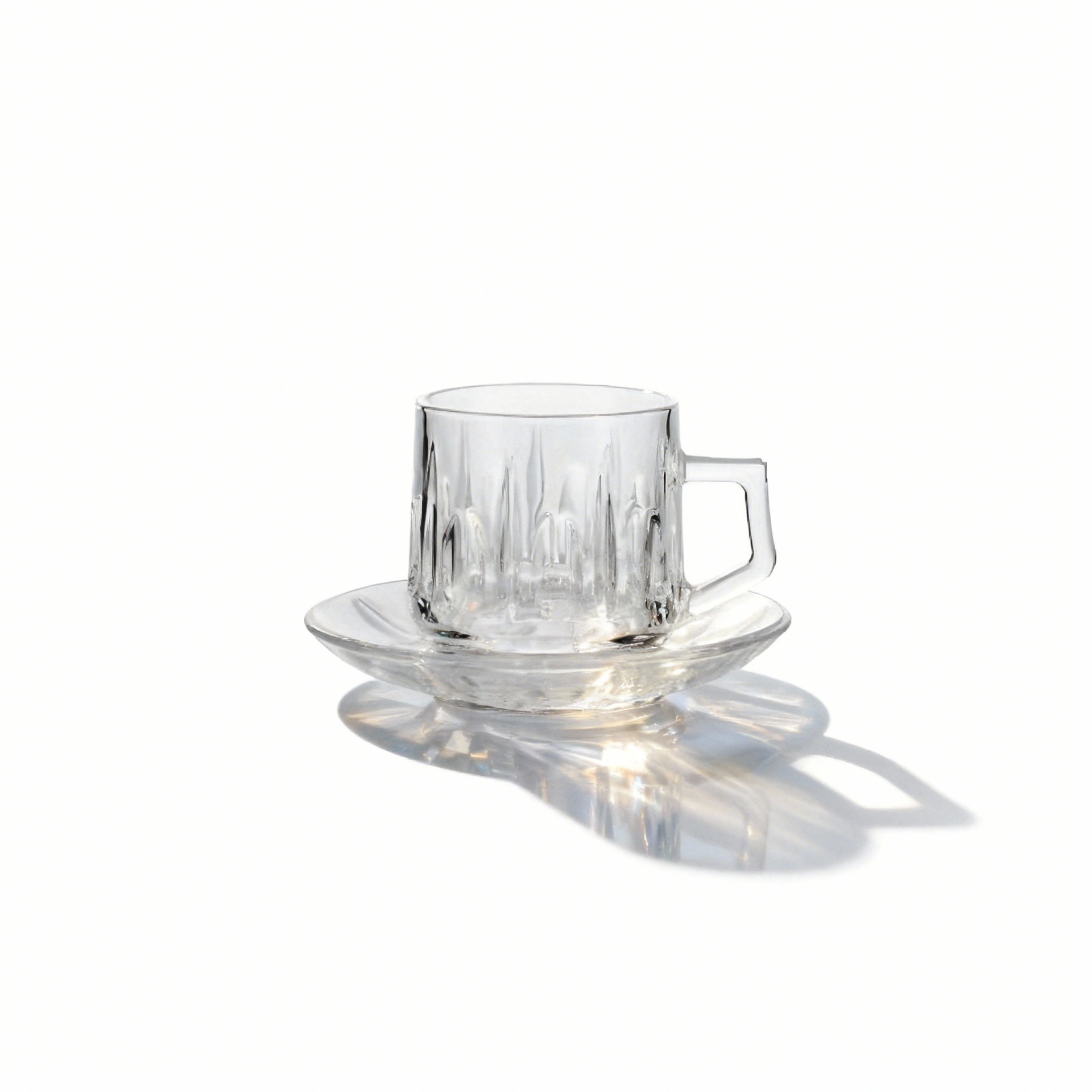 Taza de café espresso simple resistente al calor al por mayor con mango, taza de café, plato, conjunto de tazas de té de flores