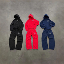 2025爆款欧美潮牌印花卫衣卫裤男士秋冬季新款宽松潮流运动直筒裤