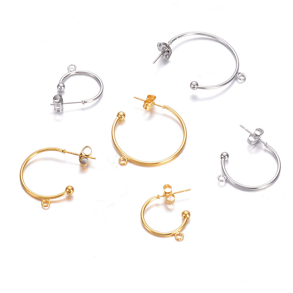 10 PCS/Package Stainless Steel Solid Color Hook Earring Findings Simple Style display picture 4
