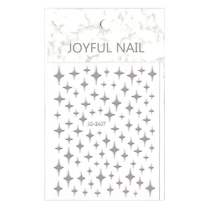 Nail art stickers metal silver hollow love star moon metal mirror silver cross 3D self-adhesive adhesive decal