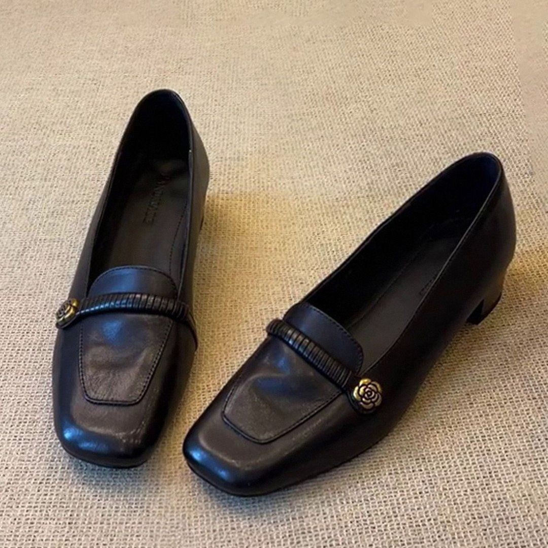 2026 verano nuevo zapatos de un pie Lefour zapatos de cuero retrógrado zapatos de textura simple Lefour zapatos de mujer zapatos de soltero