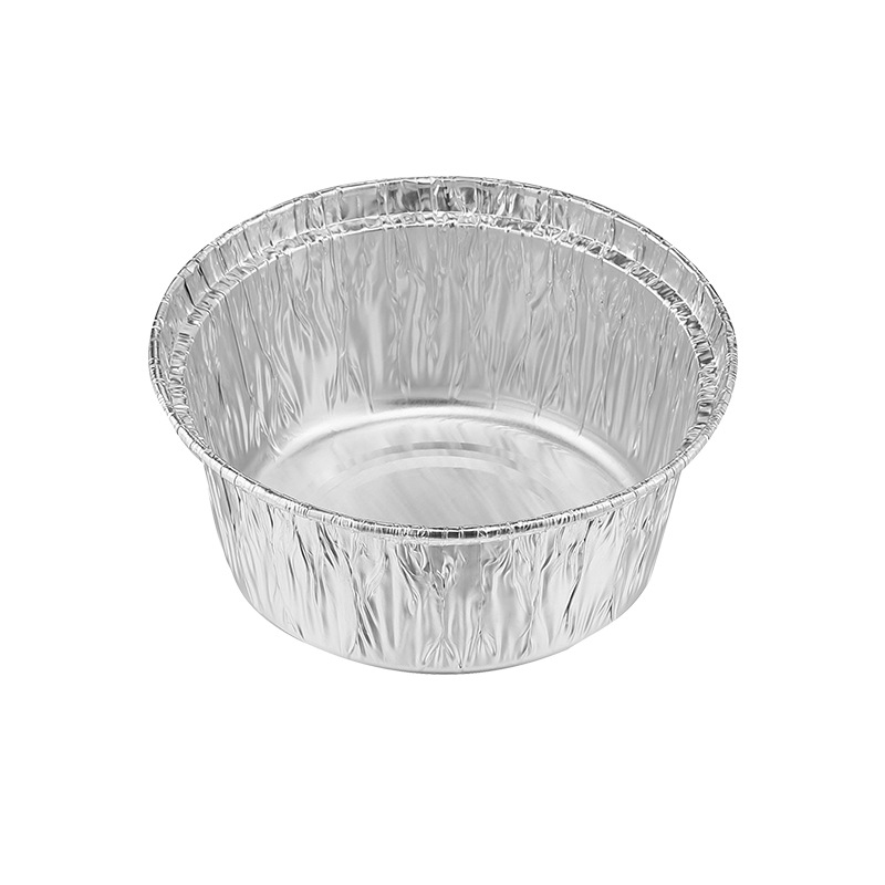 錫紙燒烤圓形盒裝腦花錫紙碗蒸蛋錫碗一次性錫紙220 400ml快餐碗