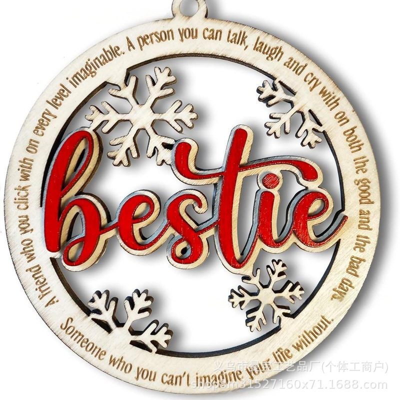 クリスマスペンダント木製ラウンド木材チップ家庭用装飾品クリエイティブクリスマスボール小道具ギフト木製工芸品|undefined