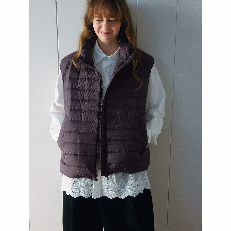 [Dahe] Autumn and Winter New Style Super Soft High Density Gall-Free Stand Collar 90 White Duck down Ultra-Light down Vest for Women H9035