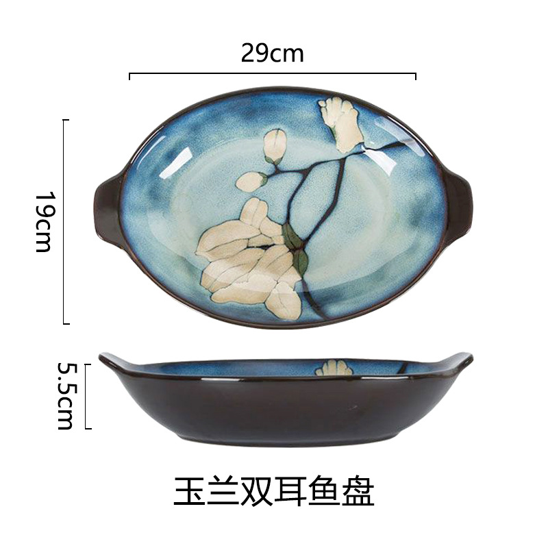 Horno creativo, plato de comida occidental esmaltado, plato de carne, plato de verduras para el hogar, plato de cerámica, plato de pasta de color esmaltado, plato de desayuno al por mayor