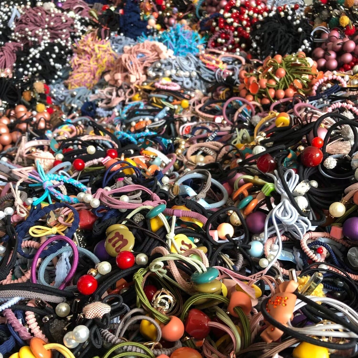 [Pack of 50] One Dollar Store Hot Selling Hair Ties and Rubber Bands Clearance Treatment Korean Style Hair Rope Leather Cases for Women