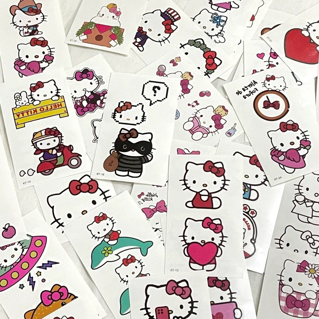 Hello Kitty, мультяшные водонепроницаемые тату-наклейки Hello Kitty, интернет-хит, длительный эффект