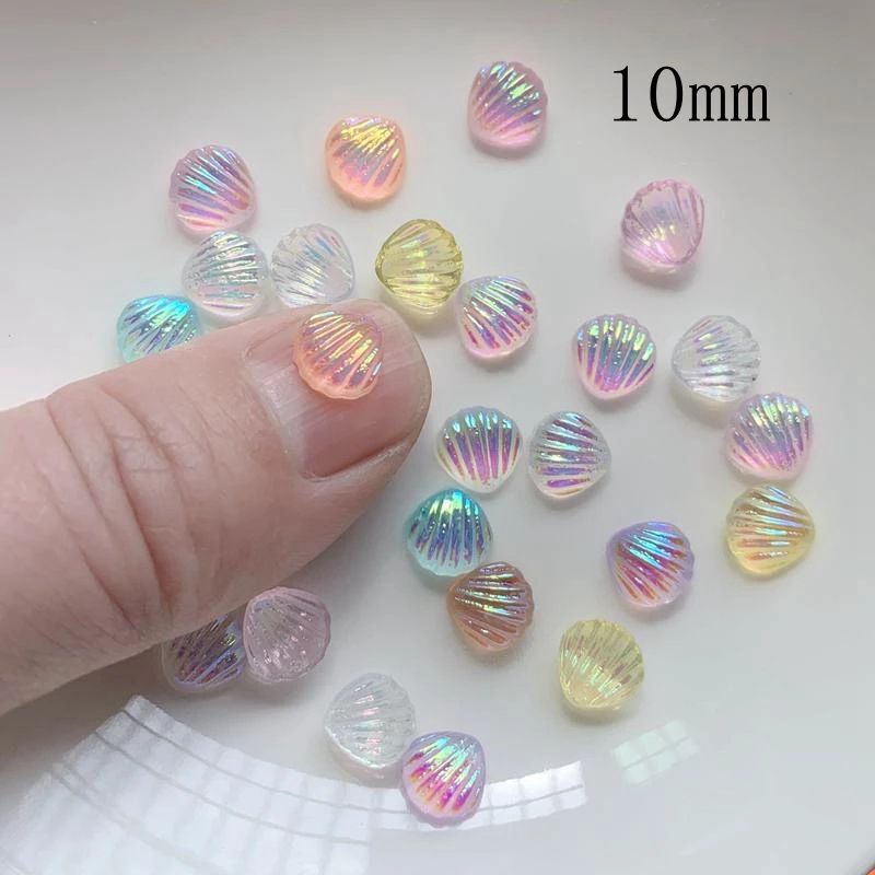 TikTok 10mm Mini Simulation Transparent AB Aurora Flat Bottom Resin Shell DIY Handmade Manicure Earrings Mobile Phone Case TikTok 10mm Mini Simulation Transparent AB Aurora Flat Bottom Resin Shell DIY Handmade Manicure Earrings Mobile Phone Case
