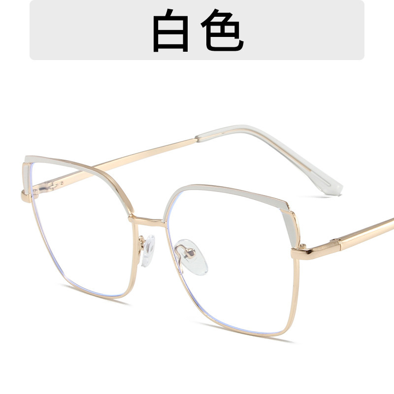 Gran marco cuadrado espejo llano metal anti-Luz Azul 2023 nueva cara llana europea y americana se puede equipar con gafas de miopía marco color a juego moda
