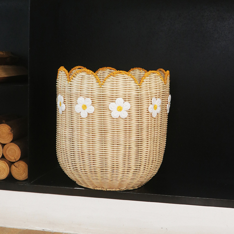 Canasta de almacenamiento de ratán transfronteriza, decoración de casas de familia, juguetes, canasta de almacenamiento de artículos diversos, canasta de almacenamiento tejida a mano
