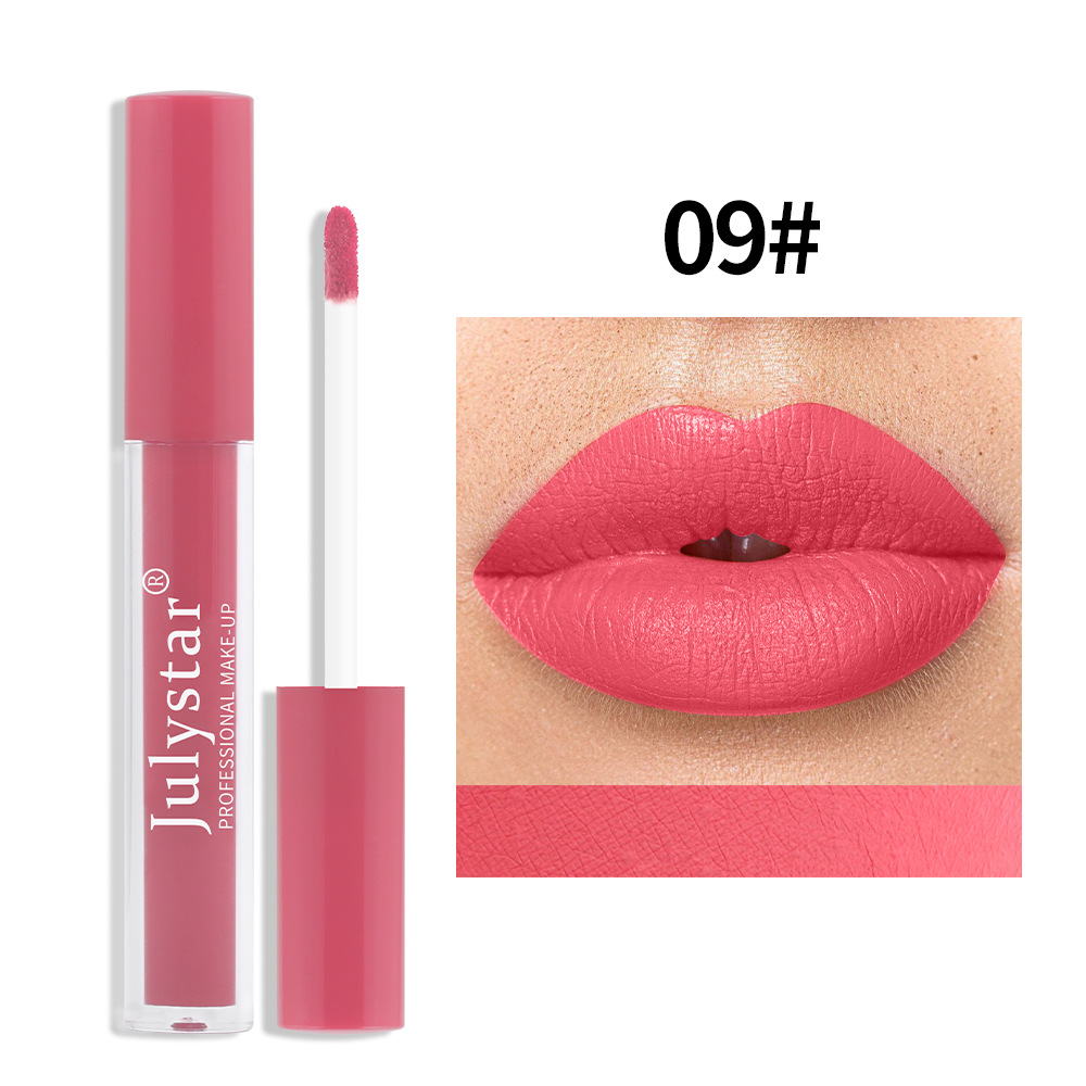 Make-up-Lippenstift für Frauen, langlebig, verblassend, klebt nicht an den Körbchen, reine Farbe, mattes Finish, feiner Tuben-Lipgloss_voghion.com