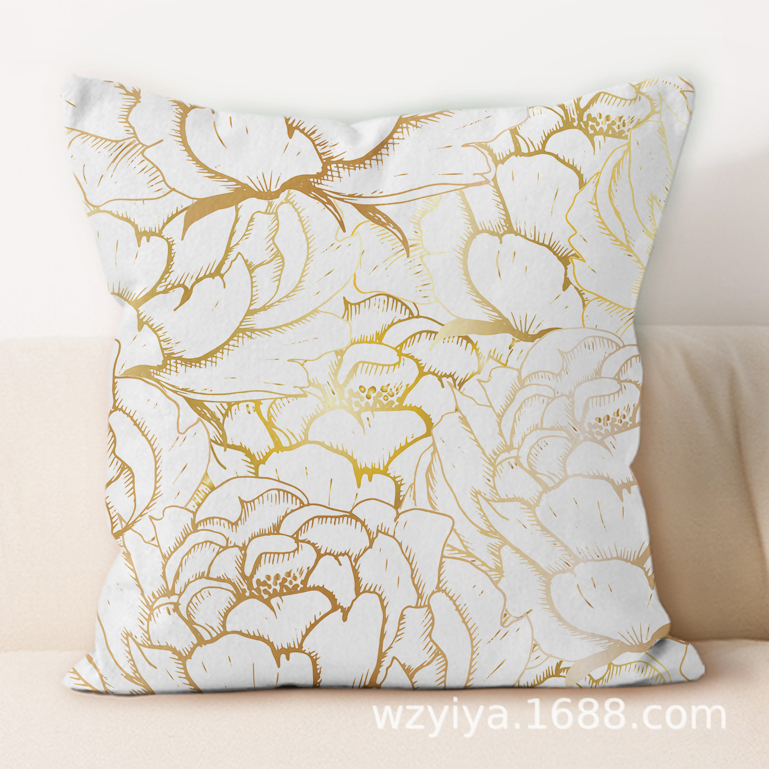 almohada de estampado de oro retrógrado simple moderno sofá en el hogar cojín de respaldo decoración desmontable almohada de cabeza de cama cuadrada