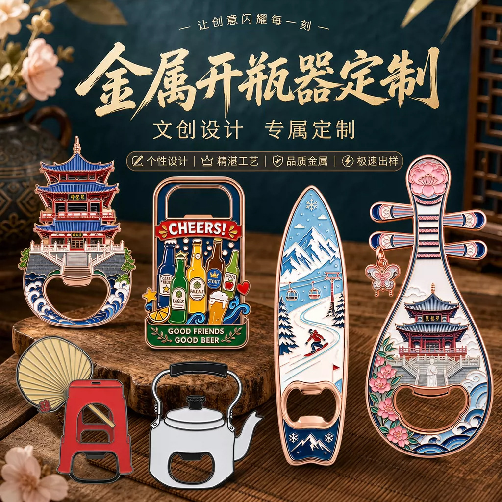 Custom bottle opener with magnetic refrigerator sticker, custom bottle opener for tourist attractions, metal bottle opener