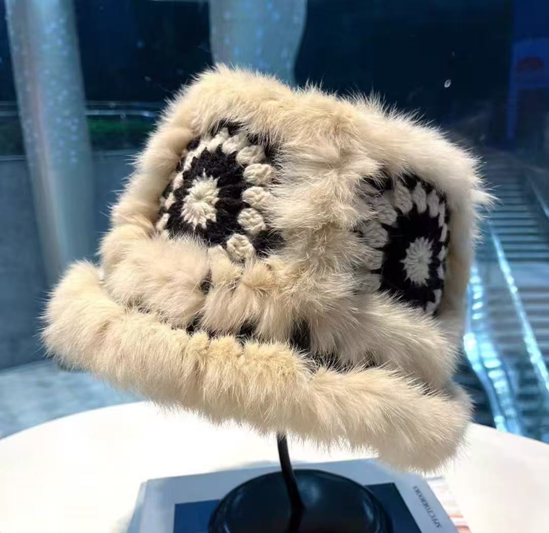 Lion dance hat - black & beige