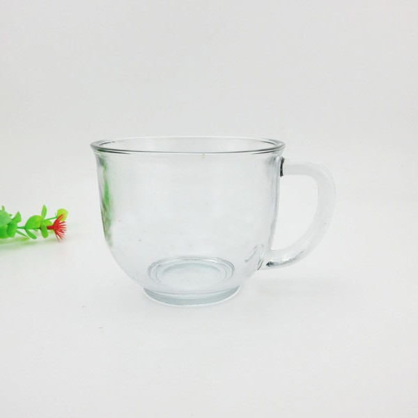 厂家直销高白料广告礼品赠品玻璃杯 压制带手柄早餐牛奶杯批发