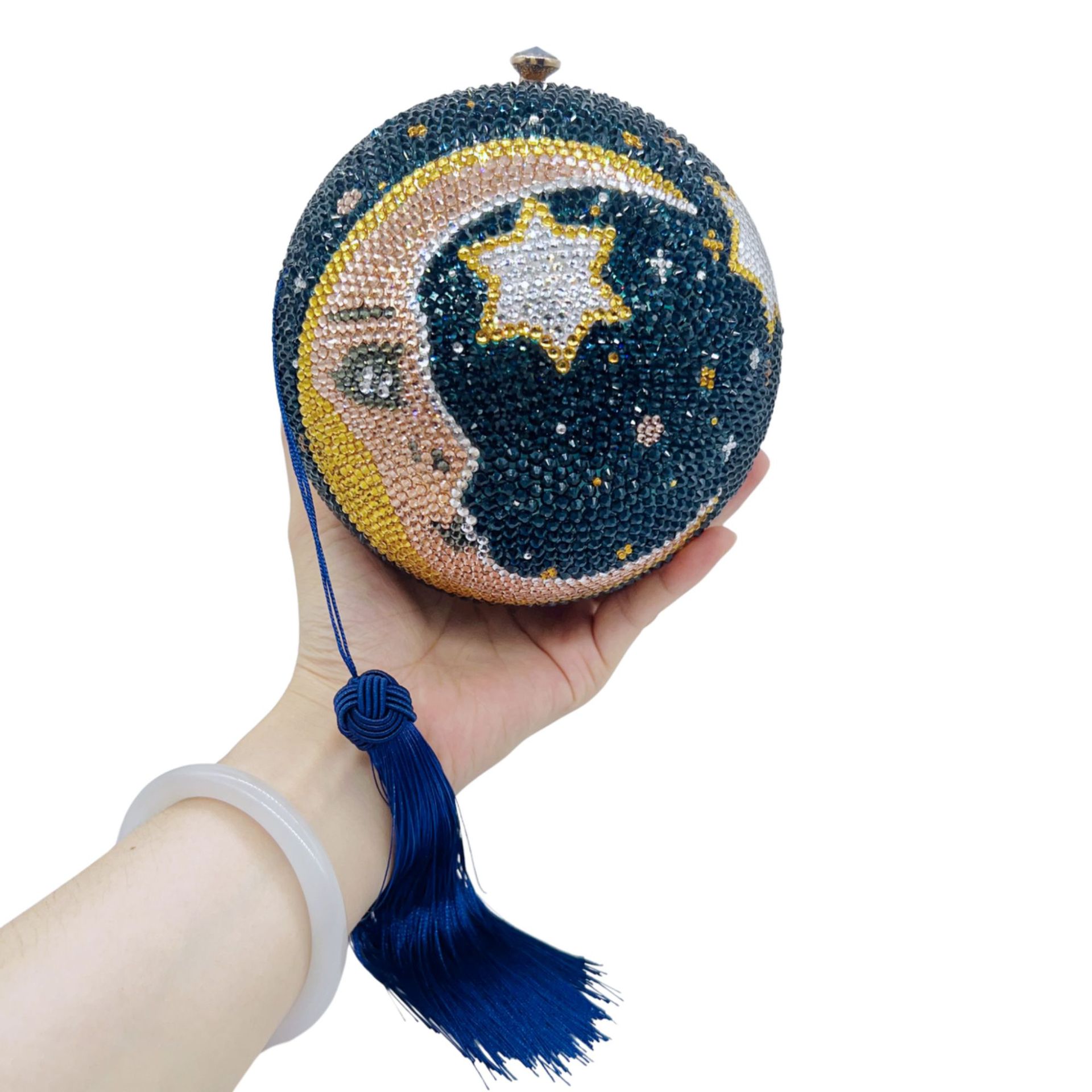 Túi clutch dạ tiệc đính đá hình mặt trăng — Bầu trời sao trăng sáng, Cá tính đặt làm chi tiết 5