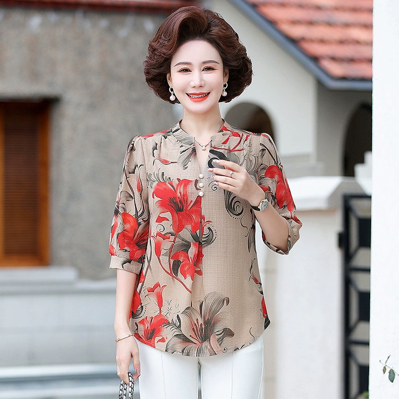 Летняя новая мама одевает рубашку с короткими рукавами из пузырьковой пряжи