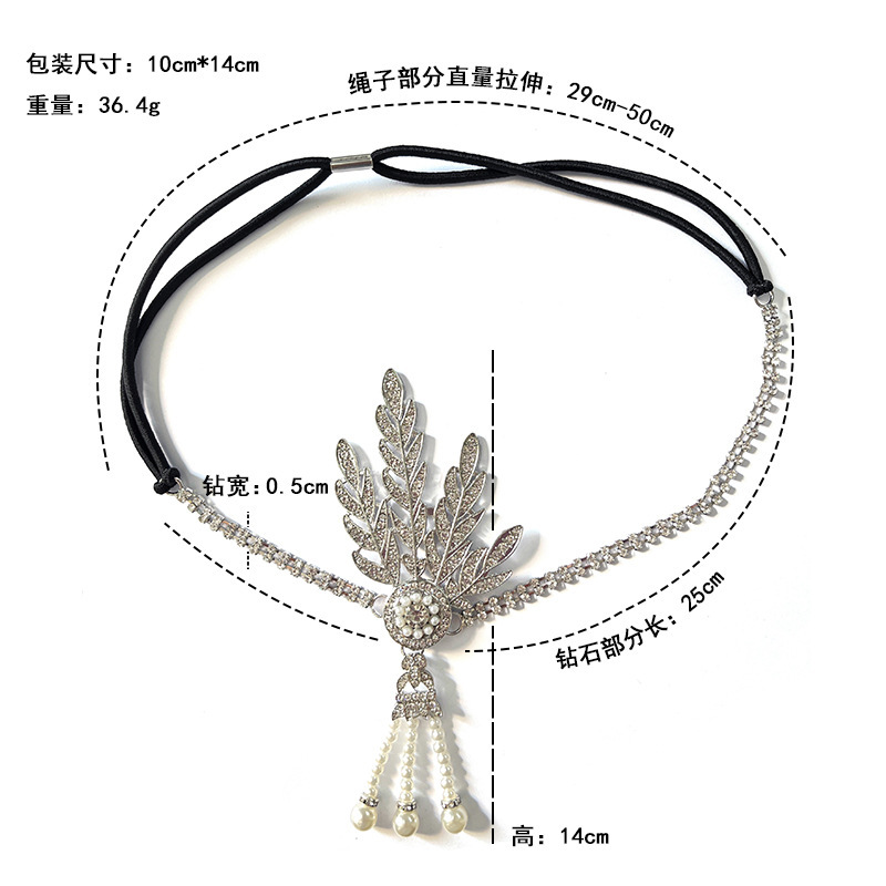 1920s retro estilo medieval de alta gama Gatsby accesorios idénticos plumas correa de cabeza guantes珍