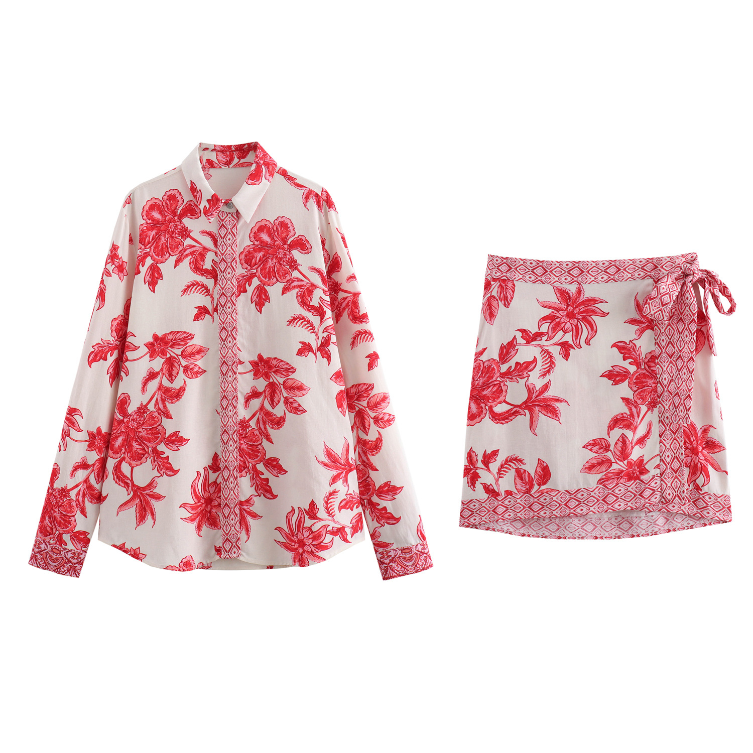 Vacances Plage Femmes Décontractée Vacances Fleur Lin Polyester Impression Noeud Papillon Ensemble Coordonné De Jupe Jupe Ensembles display picture 1