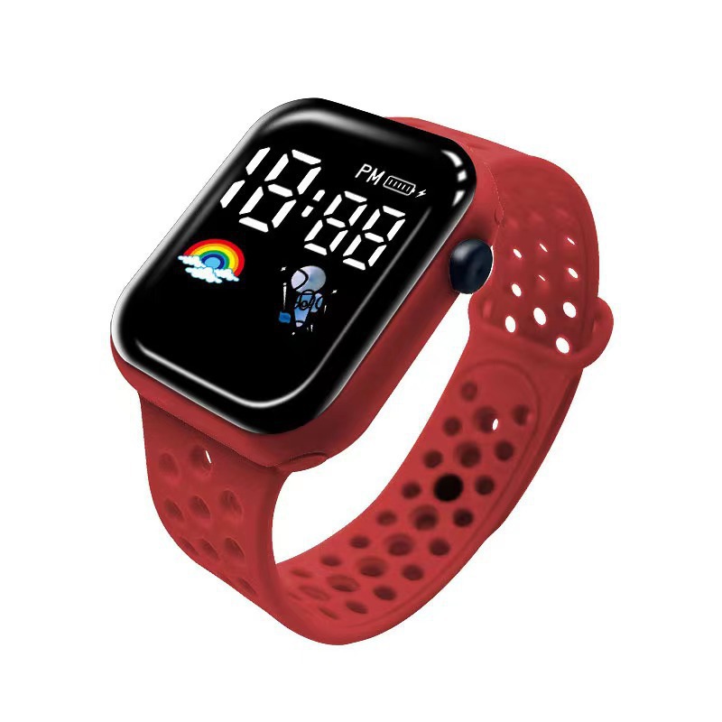 New LED electronic watch C1-7 rainbow spaceman Square  Sport Student children LED electronic watch_voghion.com