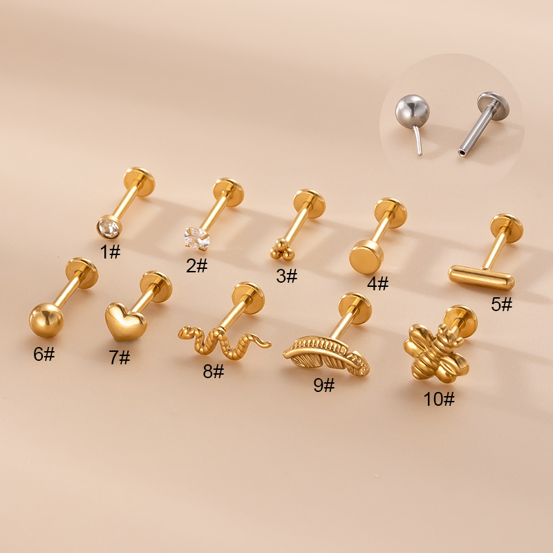 2 pezzi 16G in acciaio inossidabile foglia d'amore nuovo design plug-in gioielli per piercing al labbro alla moda_voghion.com