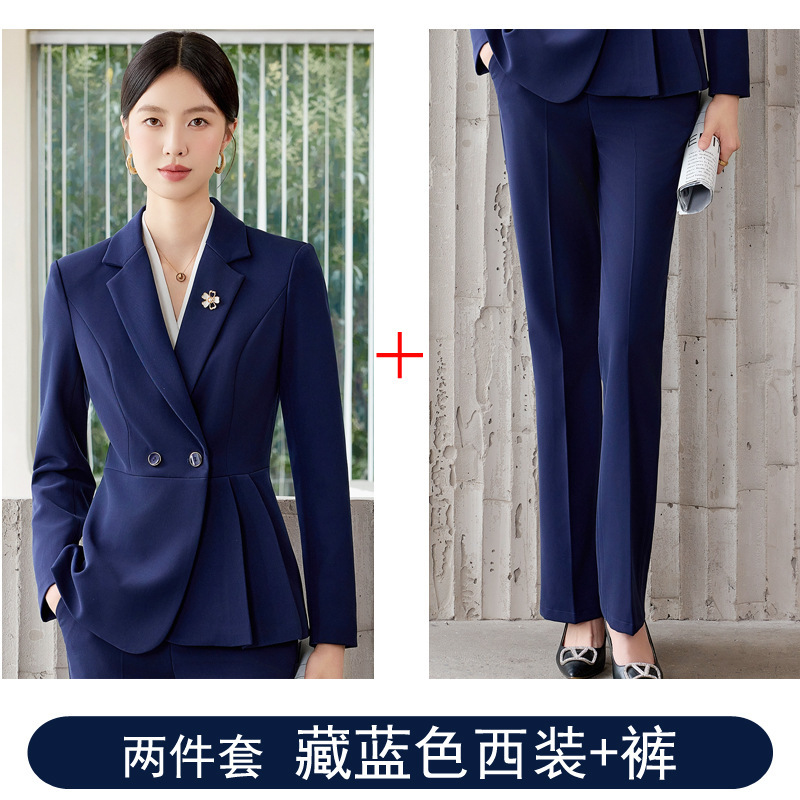 黑色职业西装套装女春秋新款高端美容师工作服珠宝店酒店前台工装|undefined