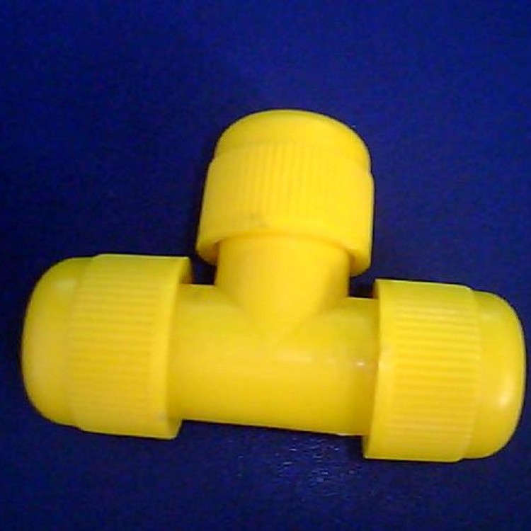 φ16mm-三通-T通-沼气配件-接头-塑料管件-管路连接-黄色-速接