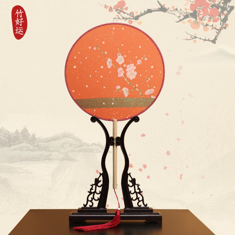 Estilo antiguo translúcido ventilador redondo estilo chino Palacio ventilador danza clásica cara de seda hecha a mano ventilador de bambú artesanía al por mayor