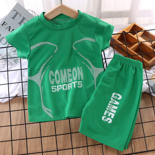 A drop-shipping children's basketball uniform for boys and girls, summer quick-drying mesh suit for older children, short-sleeved sports summer clothing