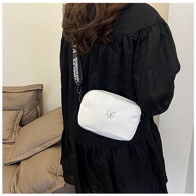 wholesale elegant butterfly simple small bag women's nylon cloth wide shoulder strap underarm bag casual shoulder solid color crossbody bag undefined
