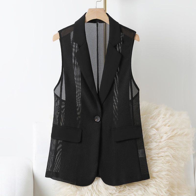 Warm Maple Leaf Stylish Summer Vest for Women, 2026 New Korean Style, Versatile, Thin Mesh Vest for Outerwear