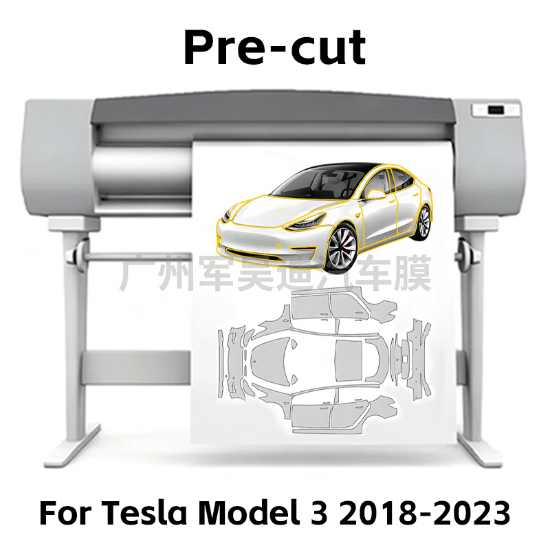Cross-Border Exclusive Supply Suitable for 2018-2023 Model 3, Precision Pre-Cut Tpu Transparent Matte Car Film with Self-Healing Properties