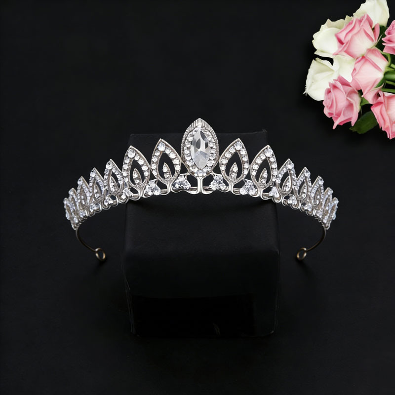 Moda tocado boda corona europea y americana nupcial boda corona hoja versátil aleación rhinestone temperamento accesorios al por mayor image 8